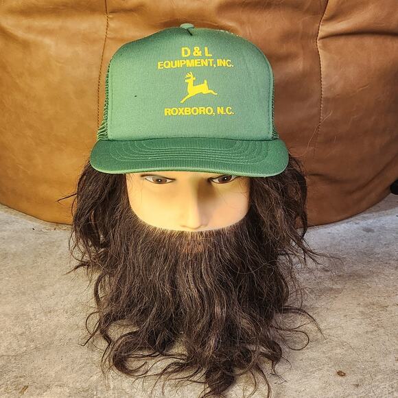 VTG 80s D&L Equipment John Deere Hat Green Mesh Snapback Roxboro NC Capital OSFA - Picture 2 of 8